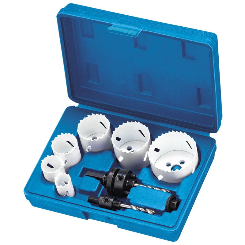 foto del prodotto fervi kit seghe a tazza elettricista in valigetta 9 pz per trapano 0712 002