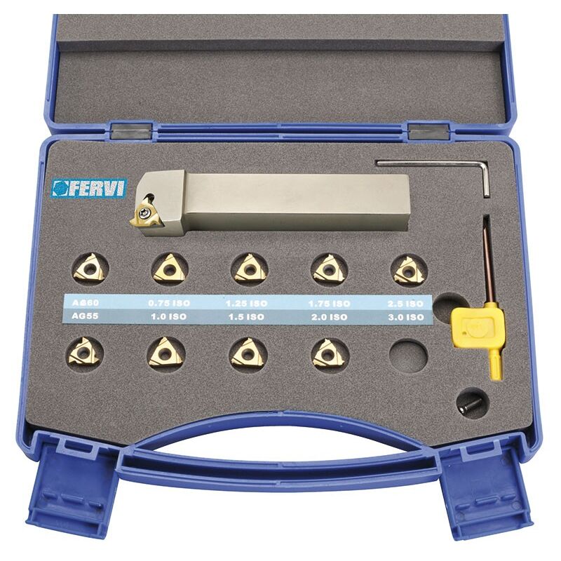 foto del prodotto fervi kit set utensile per tornio filettatura per esterno mm 20 kiser