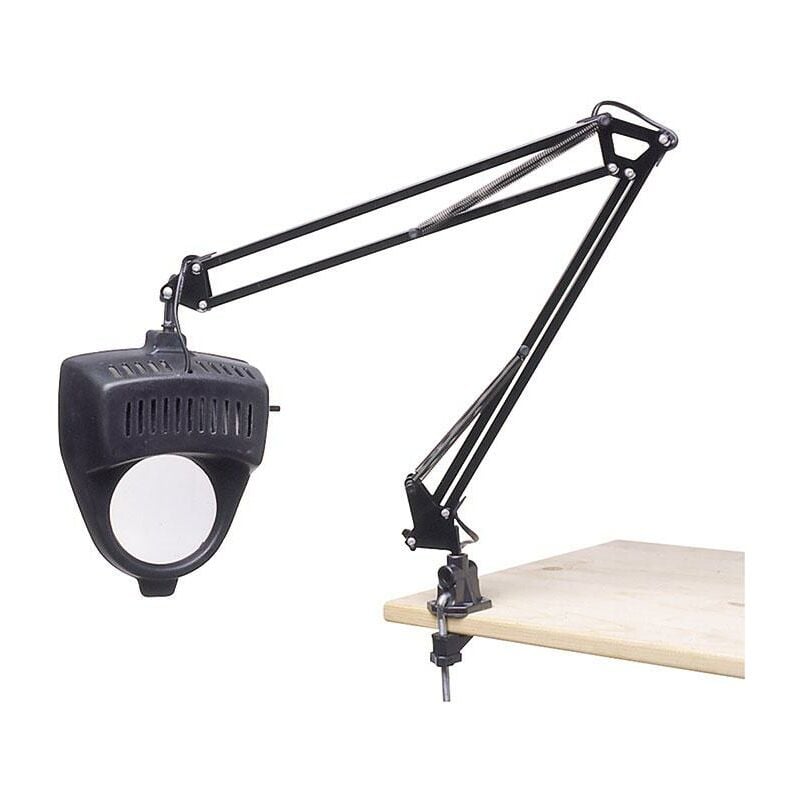 foto del prodotto fervi lampada snodata 230v con morsetto e lente d ingrandimento 0344