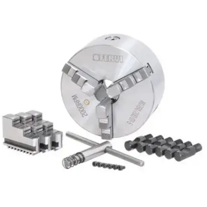foto del prodotto fervi m078a 200 d1 5 mandrino camlock autocentrante di precisione a 3 3 griffe