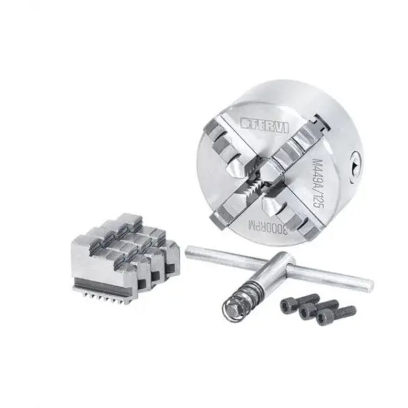 foto del prodotto fervi m449a 125 mandrino a 4 4 griffe di precisione autocentrante per tornio