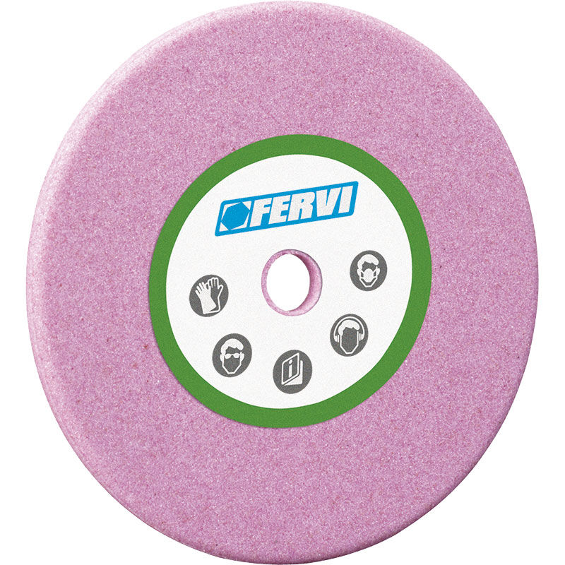 foto del prodotto fervi mola abrasiva grana 80 corindone rosa affila catene 145x32x223 mm m163