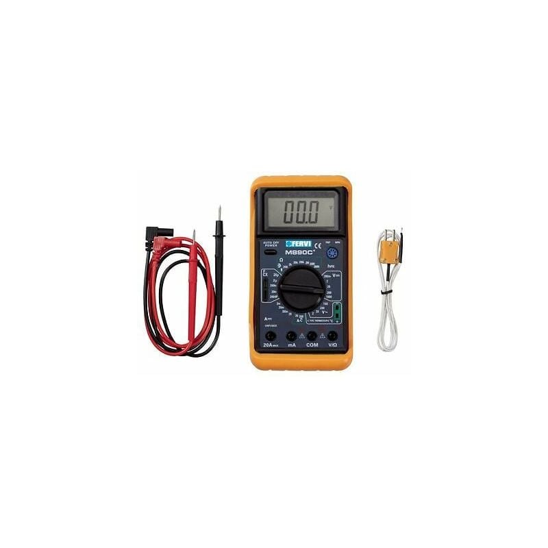 foto del prodotto fervi multimetro tester digitale professionale ac dc sonda temperatura t050