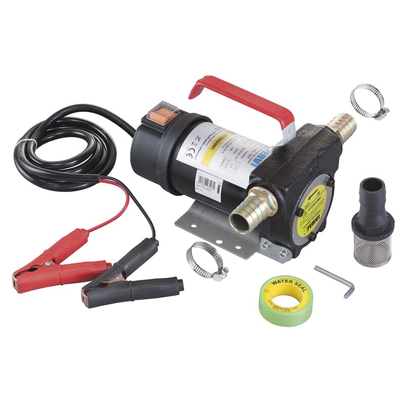 foto del prodotto fervi pompa 12v travaso aspirazione gasolio nafta diesel oli con accessori 0755