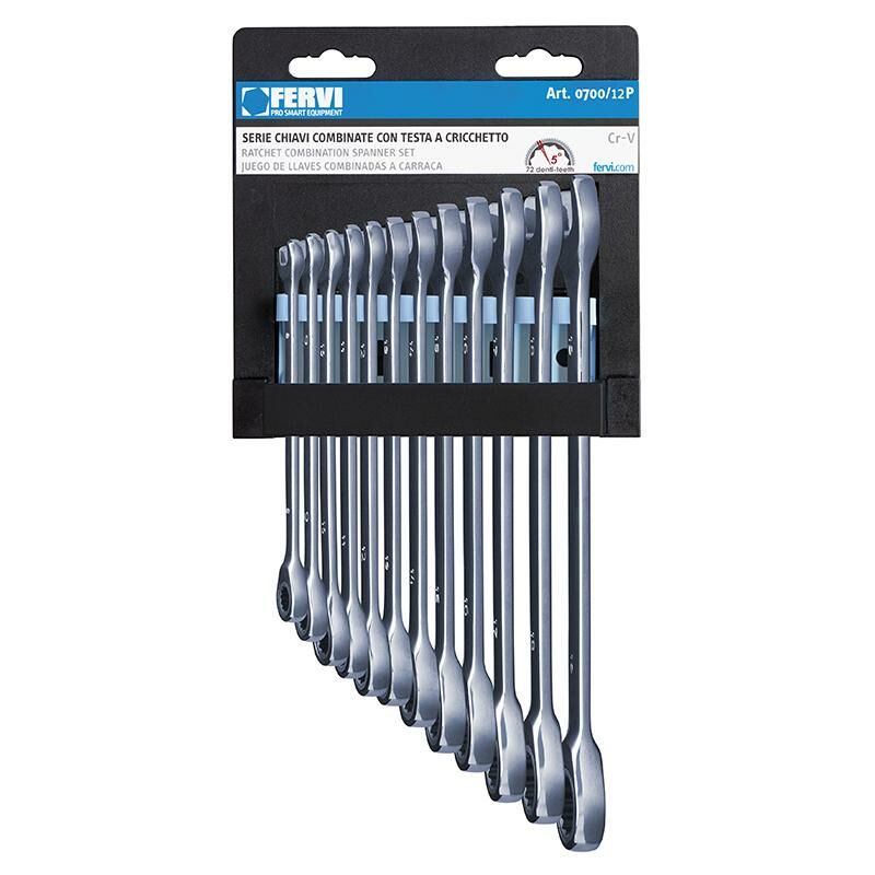 foto del prodotto fervi serie 12 chiave combinata con testa a cricchetto 0700 12p