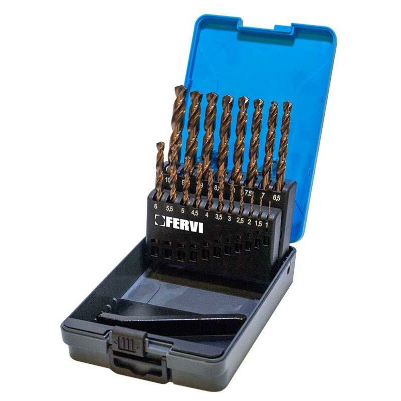 foto del prodotto fervi serie 19 punte cilindriche al cobalto x trapano 1 10 mm p064 19a