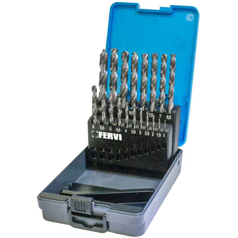 foto del prodotto fervi serie 19 punte elicoidali cilindrice 1 10 mm hss x ferro p023 19