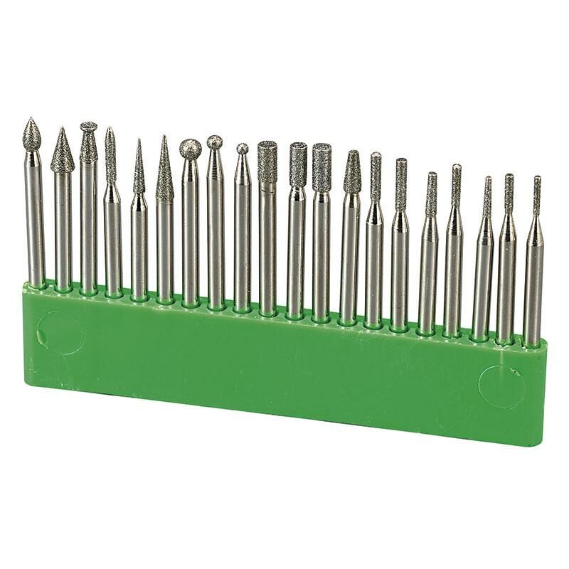 foto del prodotto fervi serie 20pz lime rotative diamantate per incisioni gambo 3 mm d020