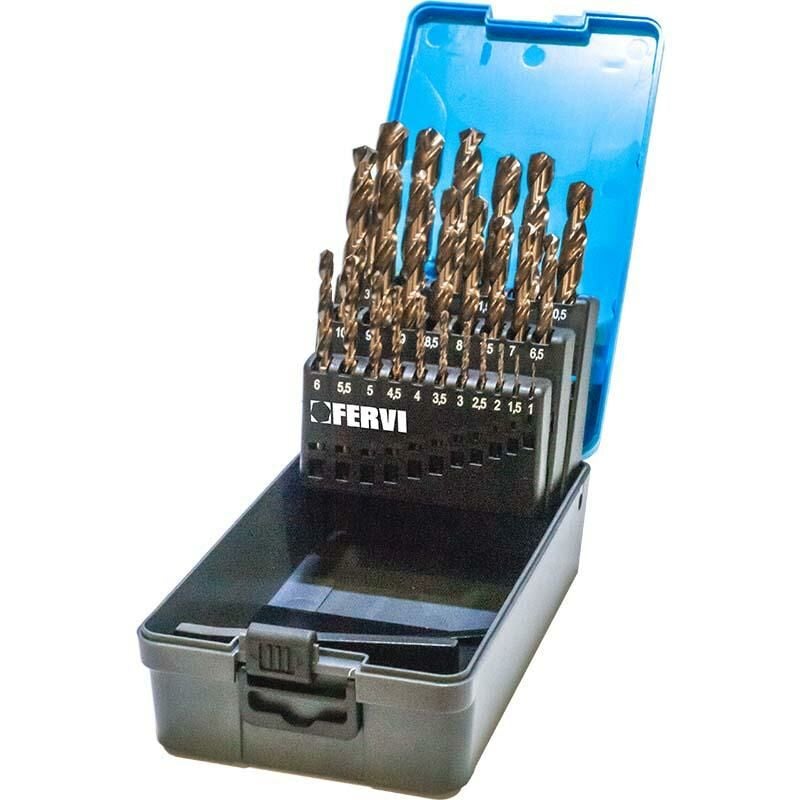 foto del prodotto fervi serie 25 punte cilindriche al cobalto x trapano 1 13 mm p064 25a