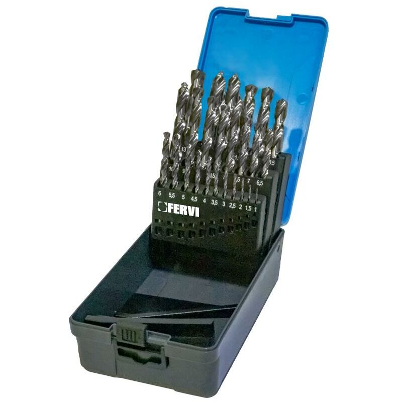 foto del prodotto fervi serie 25 punte elicoidali cilindriche 1 13 mm hss x ferro p023 25