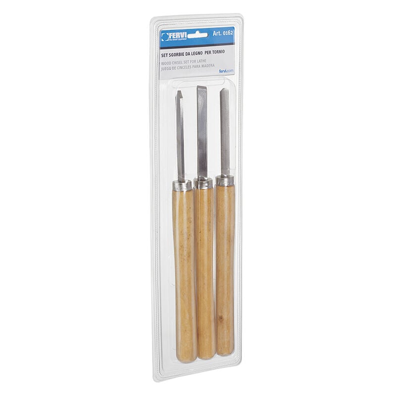 foto del prodotto fervi serie 3 pz sgorbie scalpelli 370 mm per tornio da legno falegname 0162