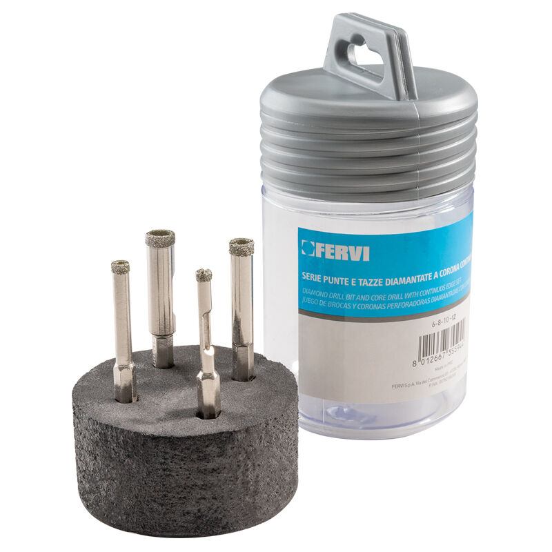 foto del prodotto fervi serie 4 pz punte diamantate per smerigliatrice per gres 4 10 mm p035 04s