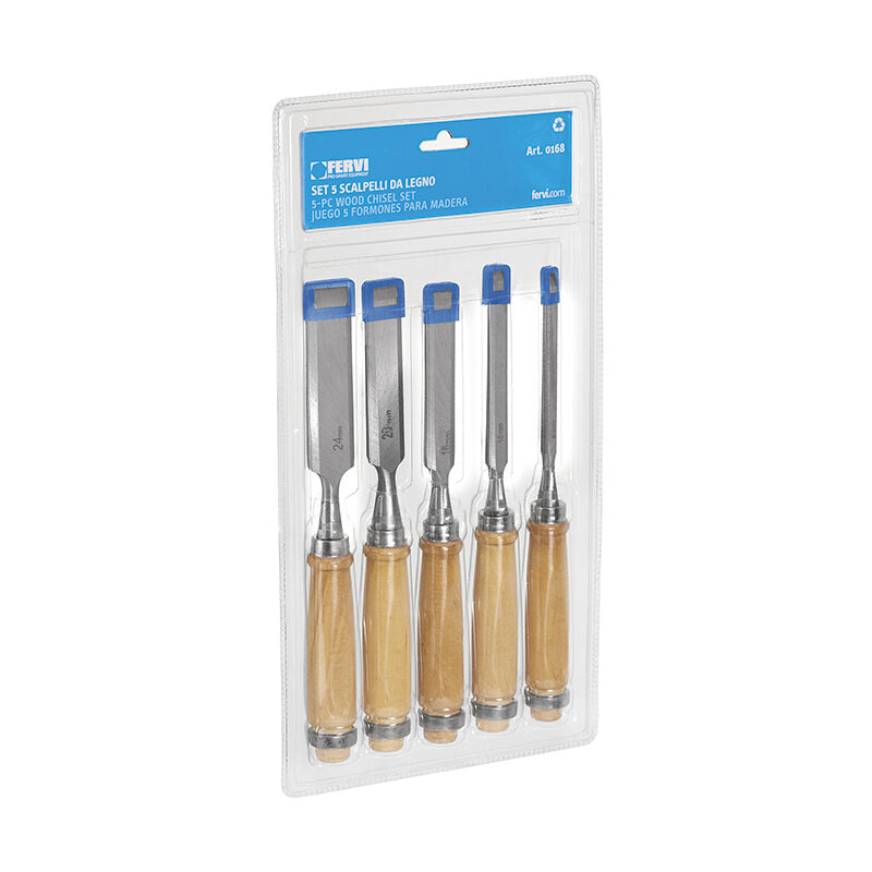 foto del prodotto fervi serie 5 pz scalpelli scalpello utensili da legno 0168