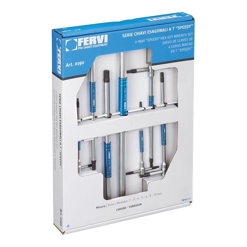 foto del prodotto fervi serie 7 pz chiavi esagonali maschio a t 2 10 mm con guida speedy 0190
