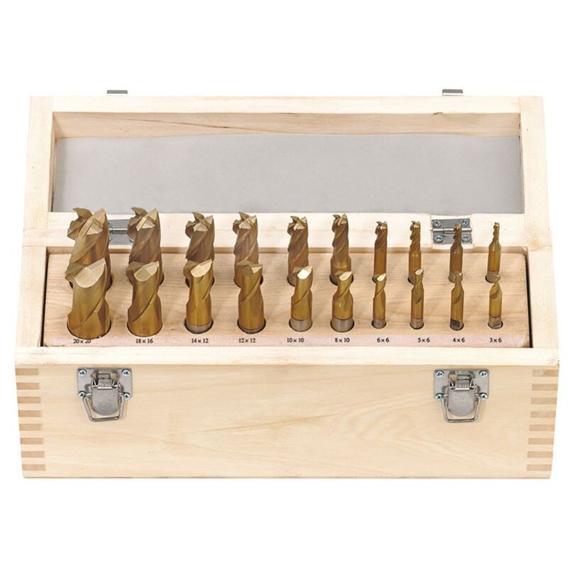 foto del prodotto fervi serie set 20 frese a candela frontali a 2 e 4 taglienti per fresa f001 20