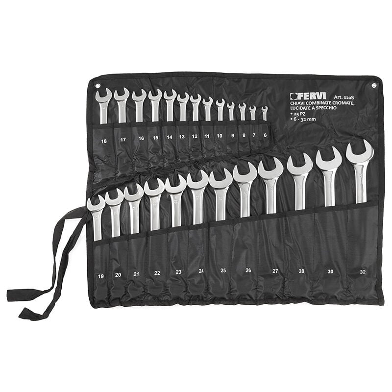 foto del prodotto fervi set 25 pz chiavi combinate metri fisse stella cromate e lucidate 0208