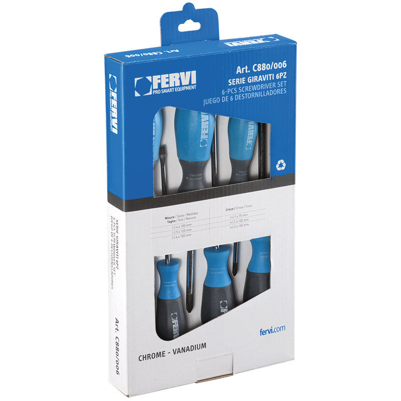 foto del prodotto fervi set 6 giraviti giravite cacciaviti a taglio e croce c880 006