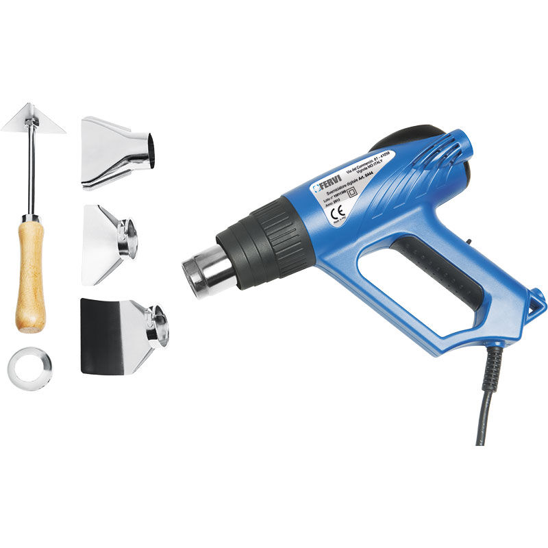 foto del prodotto fervi set sverniciatore aria calda pistola termica schermo lcd accessori 0444