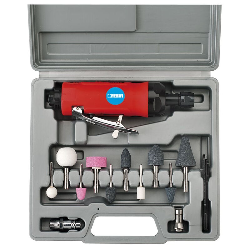 foto del prodotto fervi smerigliatrice pneumatica assiale aria compressa con mollettine 10 pz 0570