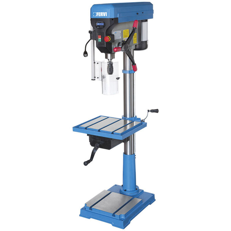 foto del prodotto fervi trapano a colonna 0252 400v trasmissione a cinghia display digitale tavola con morsa