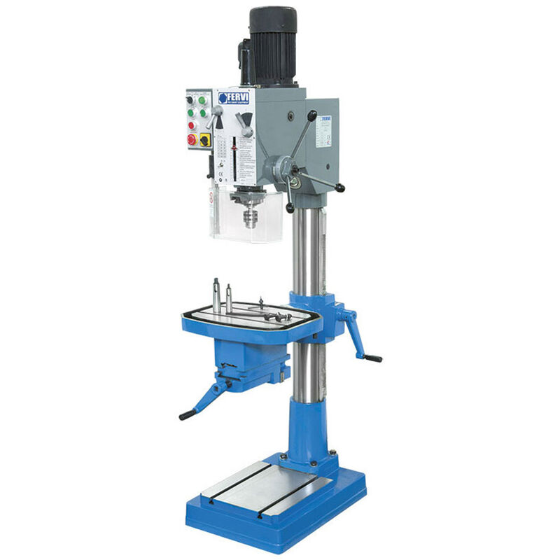 foto del prodotto fervi trapano a colonna ad ingranaggi t062 con morsa 35 x 320 mm inversione di marcia 400 v