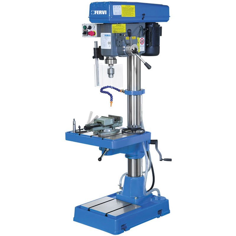 foto del prodotto fervi trapano a colonna t032da con trasmissione a cinghia e morsa discesa automatica 31,75x223mm