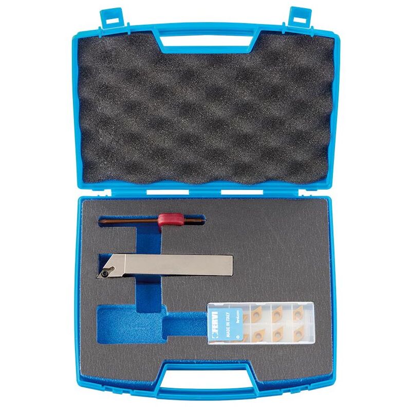 foto del prodotto fervi utensile per esterno 93 kitsdjcr16 con inserti dcmt070204n per tornio