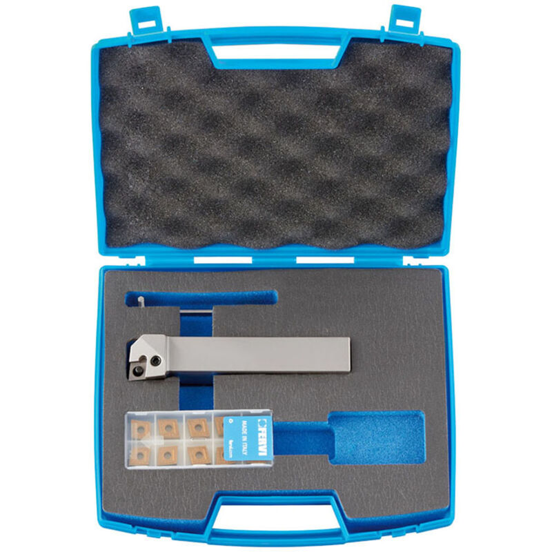 foto del prodotto fervi utensile per esterno 95 kitpclnr25 con inserti cnmg120404n per tornio