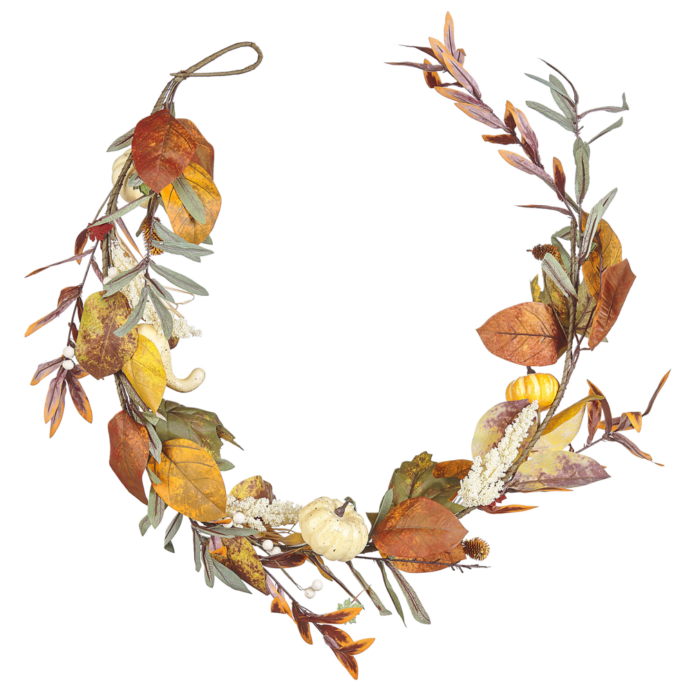 foto del prodotto festone autunnale artificiale in materiale sintetico arancione 150 cm con addobbi