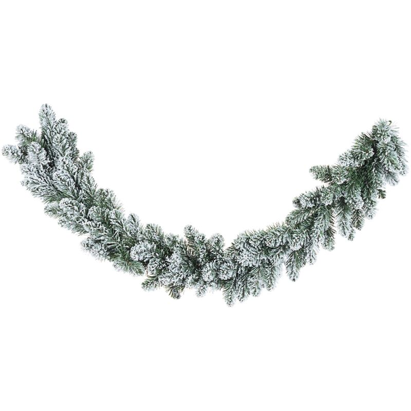 foto del prodotto festone natalizio innsbruck in pvc effetto aghi di pino color verde innevato decorazione natalizia 120 cm