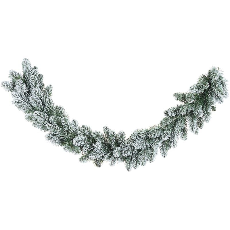 foto del prodotto festone natalizio innsbruck in pvc effetto aghi di pino color verde innevato decorazione natalizia 180 cm