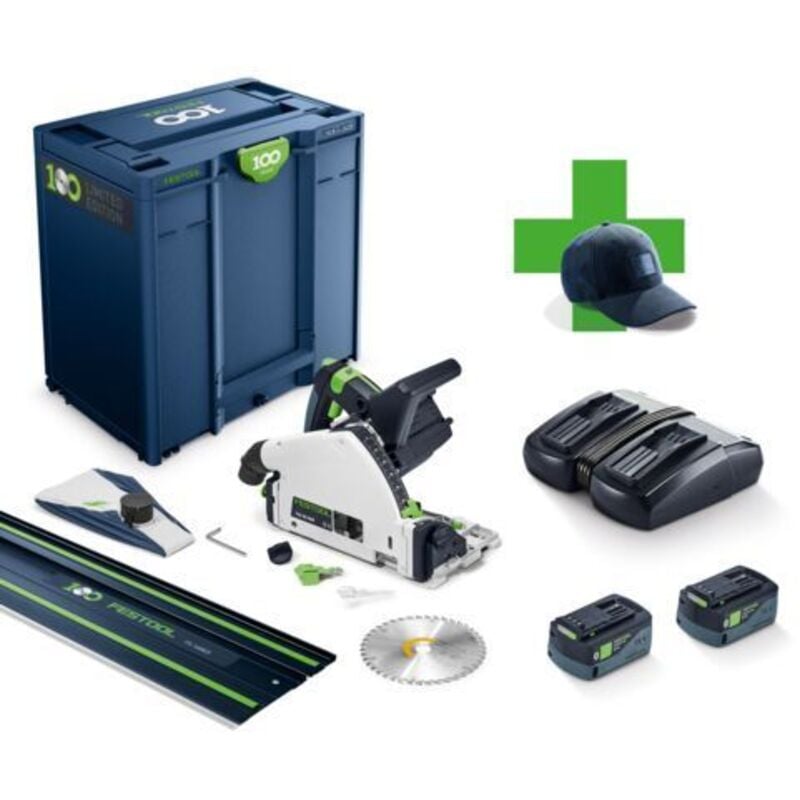 foto del prodotto festool 100 anni sega ad affondamento a batteria tsc 55 kebi plus xl fs 100y limited edition