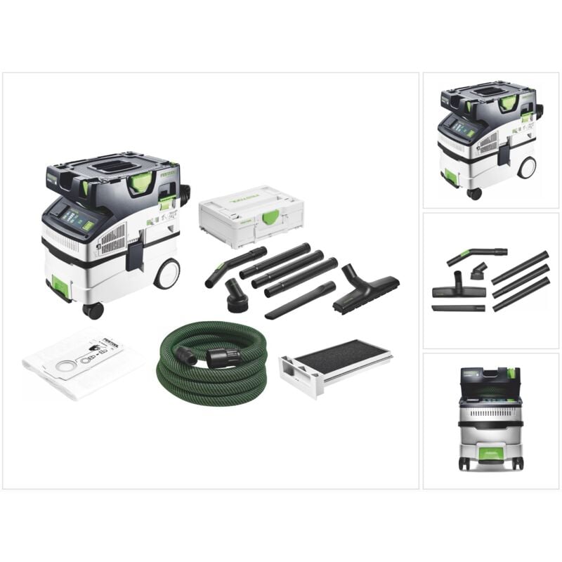 foto del prodotto festool ctm midi i cleantec aspiratore mobile 15 l classe di polvere m 1x filtro a umido 5x sacchetto filtro set di pulizia rs st d