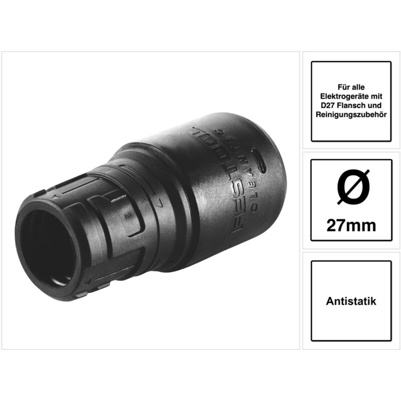 foto del prodotto festool d 27 dm as ct manicotto di collegamento 27 mm antistatico 202346 per tutti gli elettroutensili con flangia d27 e accessori di pulizia