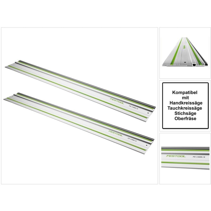 foto del prodotto festool fs 1080 2 guida 1080 mm, per seghe a mano, seghe a tuffo e seghetti alternativi fresatrici, 2 pz. 2x 491504 