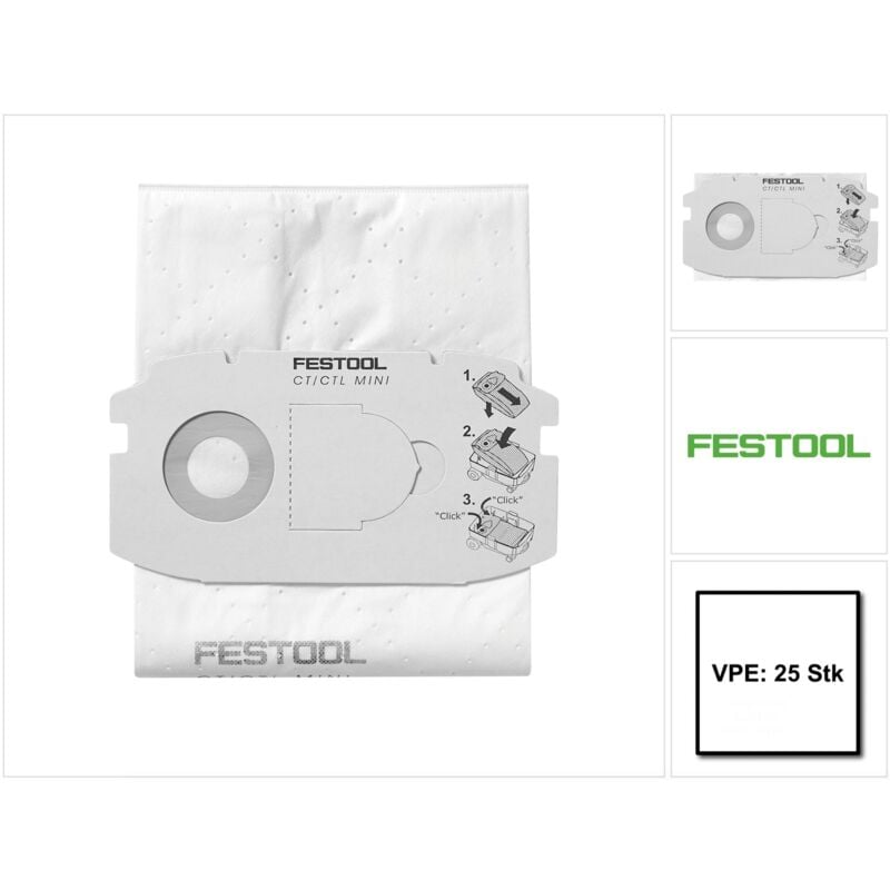 foto del prodotto festool sacchetto filtro selfclean sc fis ct midi 25 5x 498411 25 pezzi