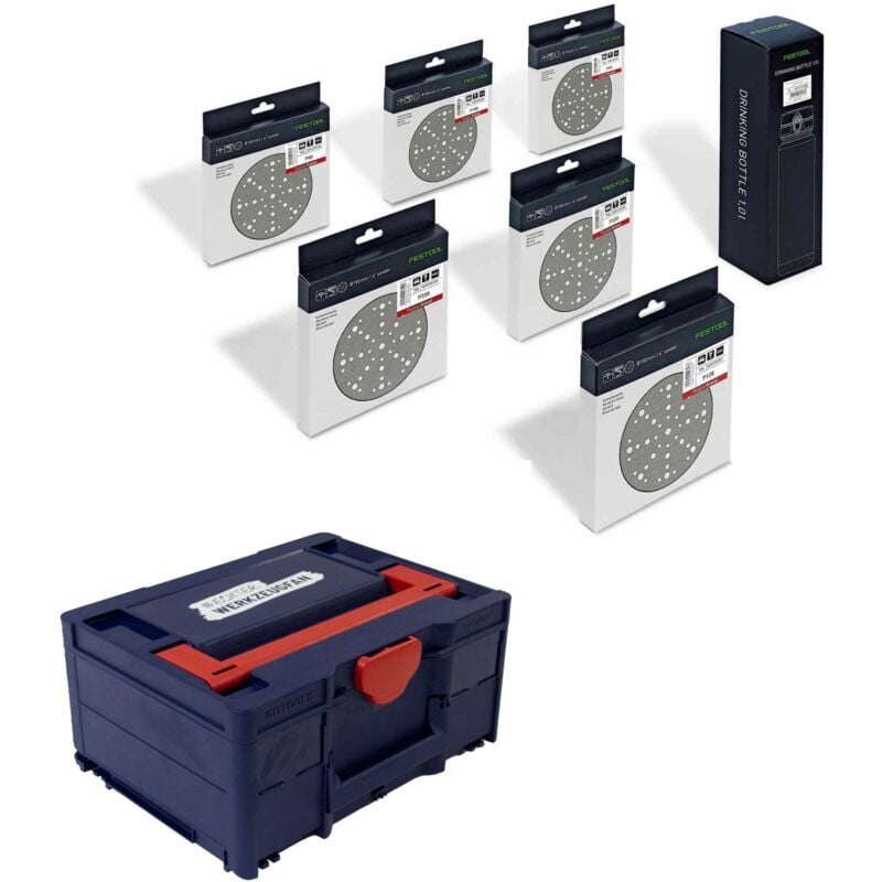foto del prodotto festool set di dischi da sbavo granat stf d150 48 gr set p incl. bottiglia d acqua