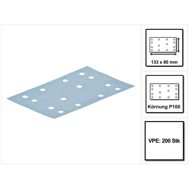 foto del prodotto festool stf 80x133 nastri abrasivi garnet p100 80 x 133 mm 200 pezzi 2x 499628 per cursori rts 400, rtsc 400, rs 400, rs 4, l 130