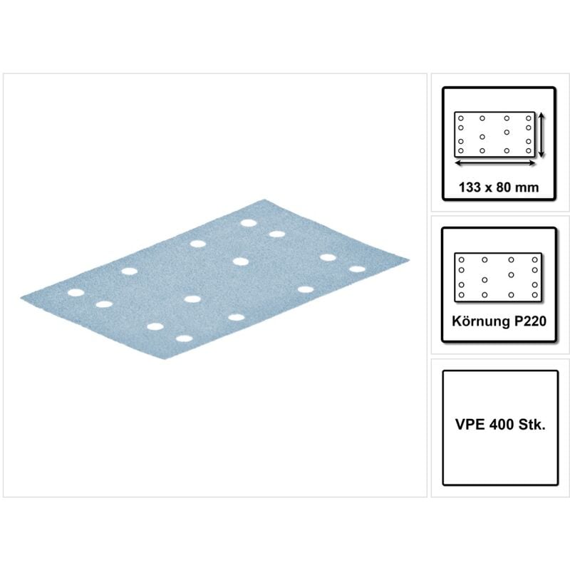 foto del prodotto festool stf 80x133 nastri abrasivi granato p220 80 x 133 mm 400 pezzi 4x 497123 per cursori rts 400, rtsc 400, rs 400, rs 4, ls 130