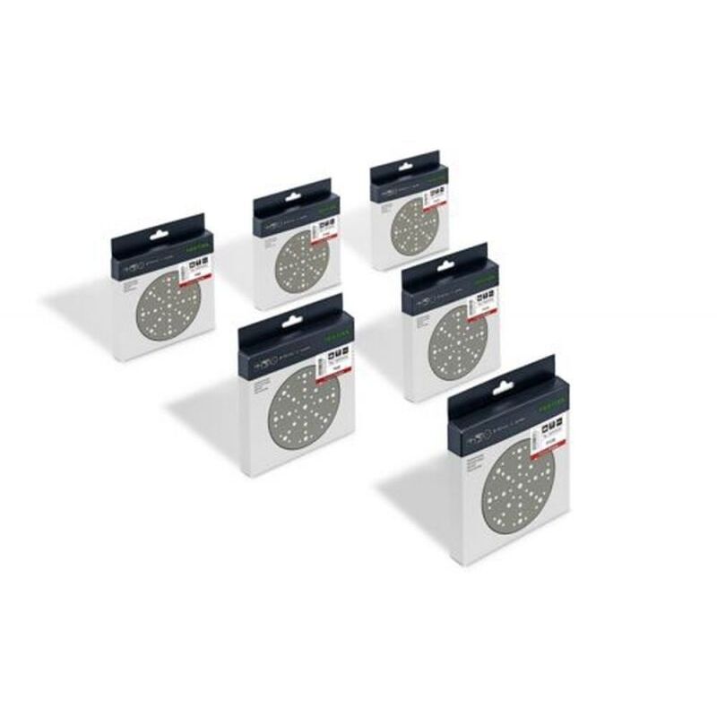 foto del prodotto festool stf d150 48 gr set kit dischi abrasivi granat 150 mm varie grane 60 pz.