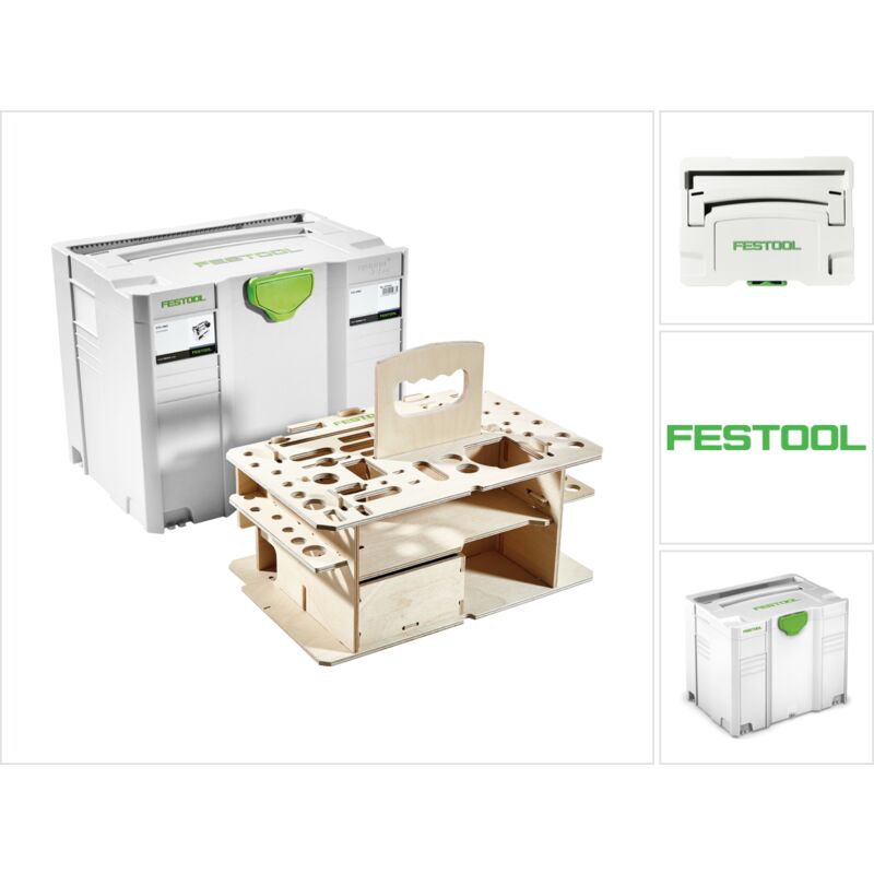 foto del prodotto festool systainer sys 4 t loc sys hwz cassetta portautensili 497658 grigio chiaro accoppiabile con inserto in legno