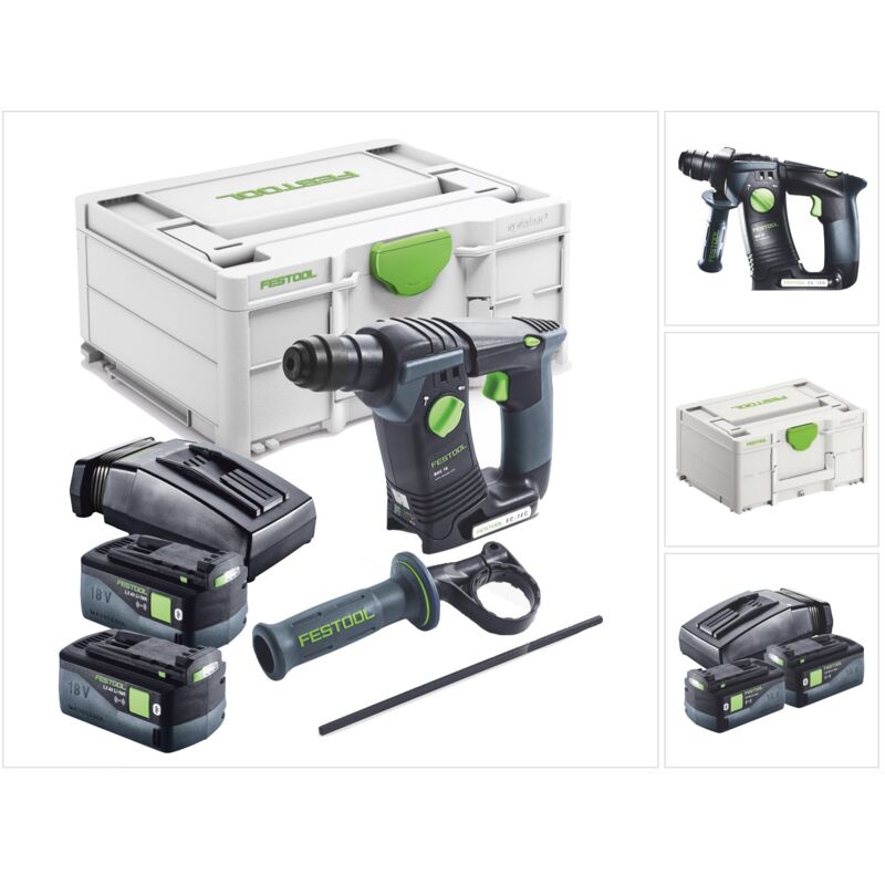 foto del prodotto festool trapano a percussione a batteria bhc 18 basic 18 v 1,8 j sds plus brushless 2x batterie ricaricabili 5,0 ah caricabatterie systainer