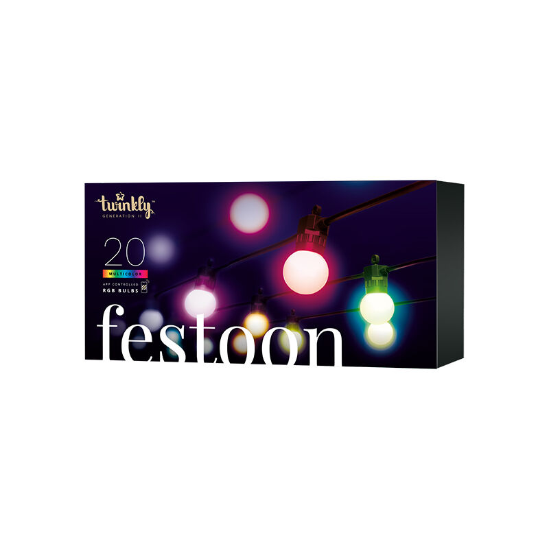 foto del prodotto festoon stringa di luci led controllata da app con 20 led rgb. 10 metri. twinkly