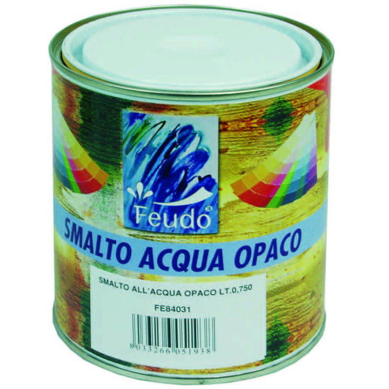 foto del prodotto feudo smalto all acqua opaco in barattolo wasser lack lux ml.750 bianco opaco
