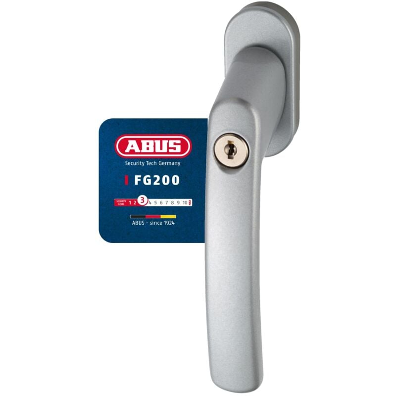 foto del prodotto fg200 ab208 maniglia con blocco antifurto, set di 5, serratura a spinta con cilindro per finestre, chiave maestra, livello di sicurezza 3, 84582,