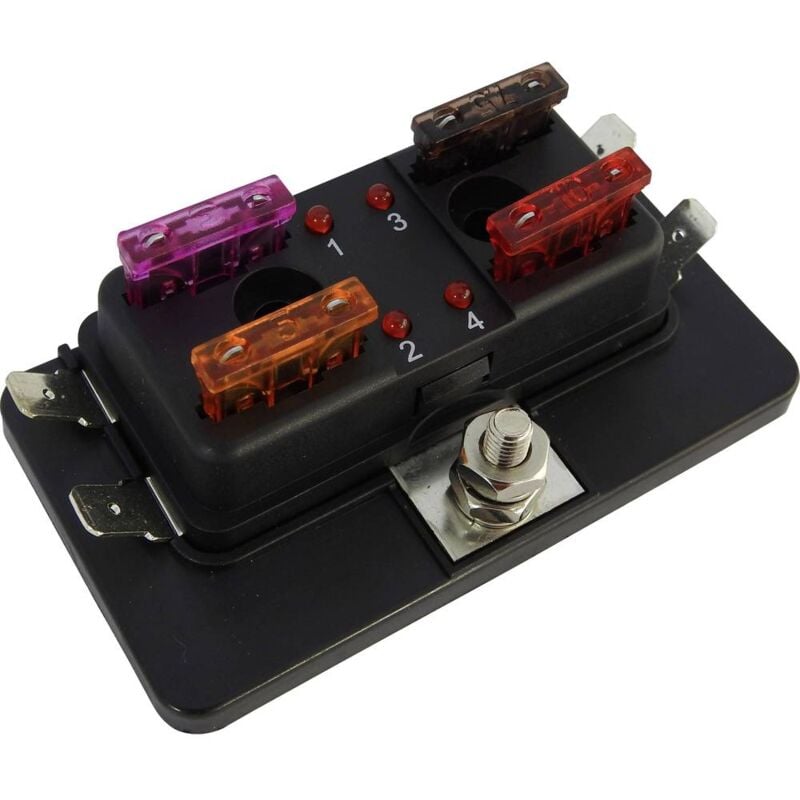 foto del prodotto fha504 led distributore fusibile a lama standard poli 4 30 a 1 pz. - secor t