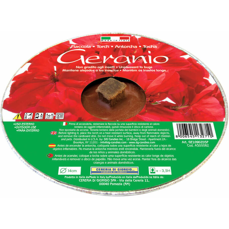 foto del prodotto fiaccola alluminio al geranio cm.14
