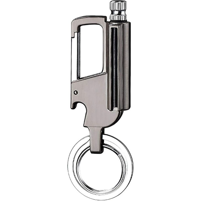 foto del prodotto fiammiferi in metallo resistenti, impermeabili, accendifuoco con pietra focaia, apribottiglie, accendino portachiavi, ricaricabile, cherosene,