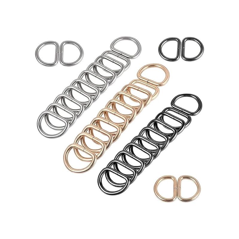 foto del prodotto fibbia ad anello a d, fibbia a mezzo anello, fibbia ad anello in metallo a d, 30 pezzi per collane, moschettoni, cinghie, zaini e accessori fai da te