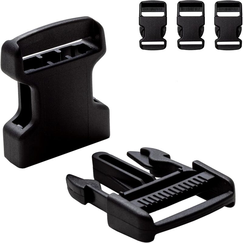 foto del prodotto fibbie in plastica per zaini e borse 10 pezzi fibbia a doppia apertura per accessori, cucito, cinghie per borse, abbigliamento nero 32 mm